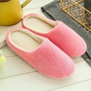 Pink Women's Faux Fur Slippers Plush Fuzzy‎ Soft Slip On in House, US SIZE 6-9